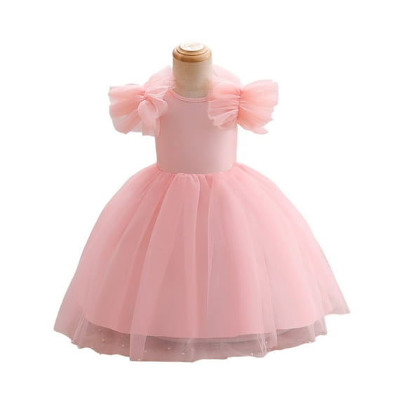 Toddler Girls Tulle Party Dress Princess Sleeveless Birthday Gown with Puffy Shoulders