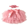 thumbnail image 1 of Toddler Girls Tulle Skirt Multilayered Rainbow Tutu Skirt with Flower Headband, Baby Girls Clothes 0-12M 1-3T (2-3 Years, Watermelon Red), 1 of 3