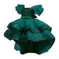 thumbnail image 1 of Toddler Girls Tulle Summer Puff Sleeve Baby Girls Tutu Princess Party Casual Dress 1-10Y Green 1-2 Years, 1 of 7
