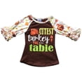 thumbnail image 1 of Toddler Girls Turkey Table Thanksgiving Party Holiday Raglan Top T-Shirt Tee Brown 2T XS (P201844P), 1 of 2