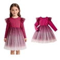 thumbnail image 1 of Toddler Girls Tutu Dress Ruffles Long Sleeve Red Dress for Girls Glitter Tulle Dress for Girls Fall Dress Kids Holiday Dresses 3-4 Years, 1 of 9