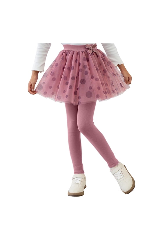 Toddler Girls Tutu Leggings Footless High Waist Stretch Ruffle Tulle Skirted Pants 2-12 Years Skort Culottes (7 Years, Pink)