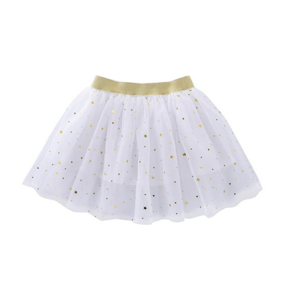Toddler Girls Tutu Skirt Kids With Glitter Print Star Princess Party Tulle Skirts for Girls Size 6-8T