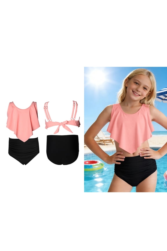 Toddler Girls Two Piece Swimsuits Bikini Sets Beach Ruffle Bathing Suits Cute Girls Bikini Size 2-3 Years