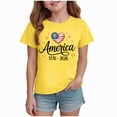 thumbnail image 1 of Toddler Girls USA 250th Anniversary T Shirt Patriotic American Flag Graphic Tops Soft Short Sleeve Comfort Tee for 1776-2026 US 250 Years Gifts Gibobby,1-2 Years,Yellow, 1 of 4