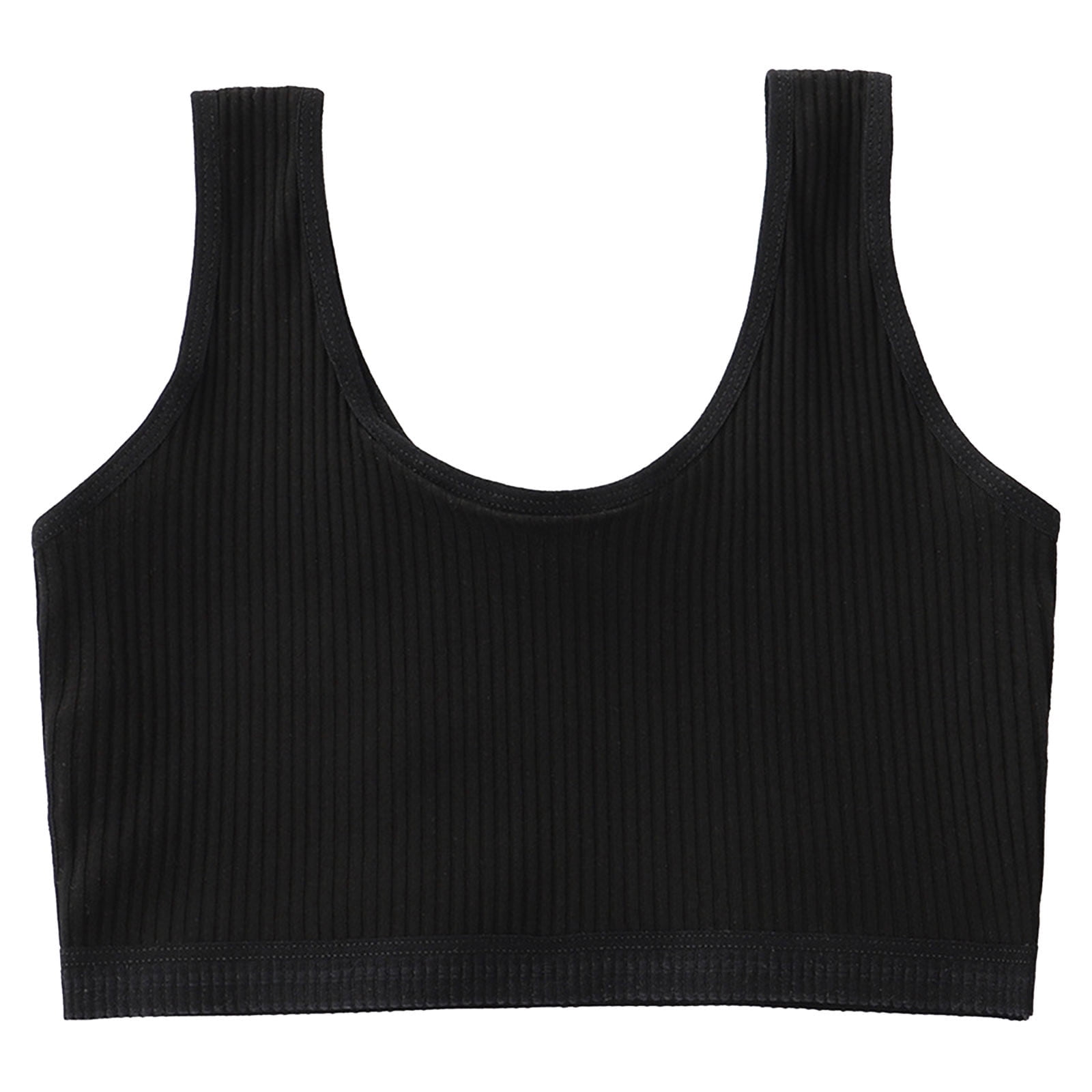 2-Pack Girls Soft Cotton Sports Bra - Non-Padded Training Crop Top For Kids 8-14 Years