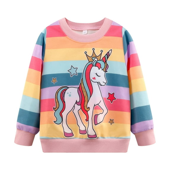 Toddler Girls Unicorn Sweatshirt Pullover Crewneck Sweater Long Sleeve Winter Clothes 7T