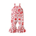 thumbnail image 1 of Toddler Girls Valentines Day Jumpsuit, Cute Heart Print Sleeveless Strap Romper Overalls Bell Bottoms, 1 of 8