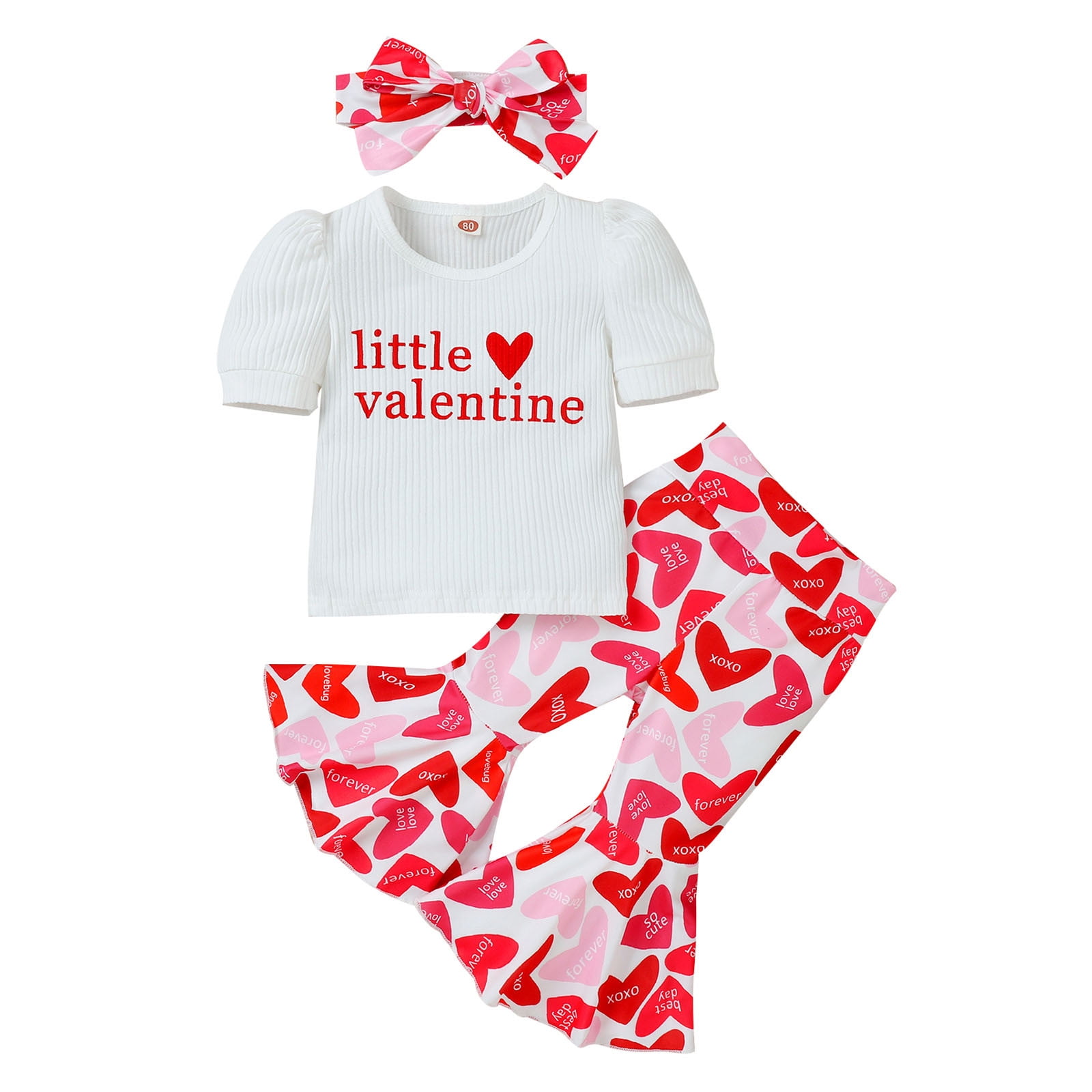 Toddler Girls Valentine's Day Short Sleeve Letter T Shirt Pullover Tops ...