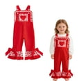 thumbnail image 1 of Toddler Girls Valentines Jumpsuits Heart Embroidery Sleeveless Romper Flared Legs Pants Toddler Girls 2-3 Years Summer Clothes, 1 of 4