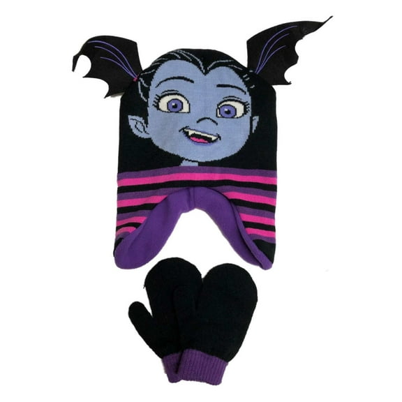 Toddler Girls Vamperina Beanie & Mittens Vampire Hat Set