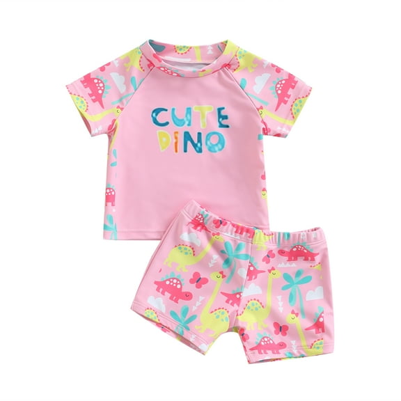 Toddler Girls Watermelon Swimsuit 6M 1Y 2Y 3Y 4Y 5Y 2Pcs Rash Guard Set Cartoon Dinosaur Short Sleeve Bathing Suit Swimwear