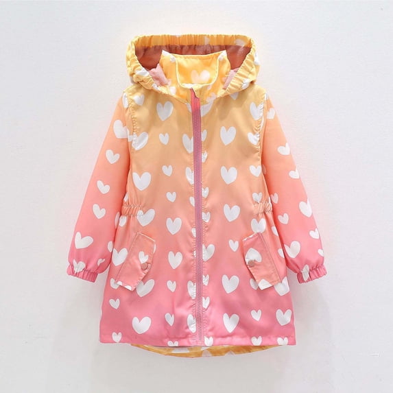 Toddler Girls Windbreaker Casual Outerwear Kids Lightweight Zip Hooded Jacket Baby Cute Coat Yellow 6-7 Years