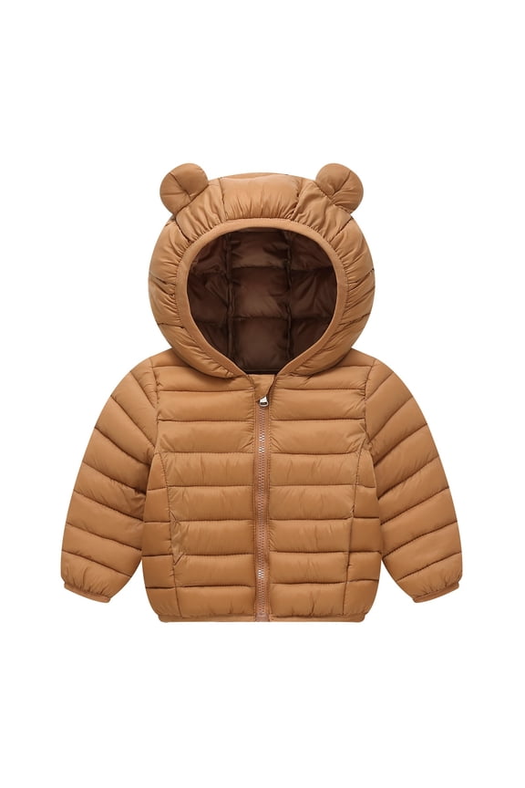 Toddler Girls Winter Coat Baby Hoodie with Bear Ear Zipper Windproof Down Coats Toddler Girl Jacket