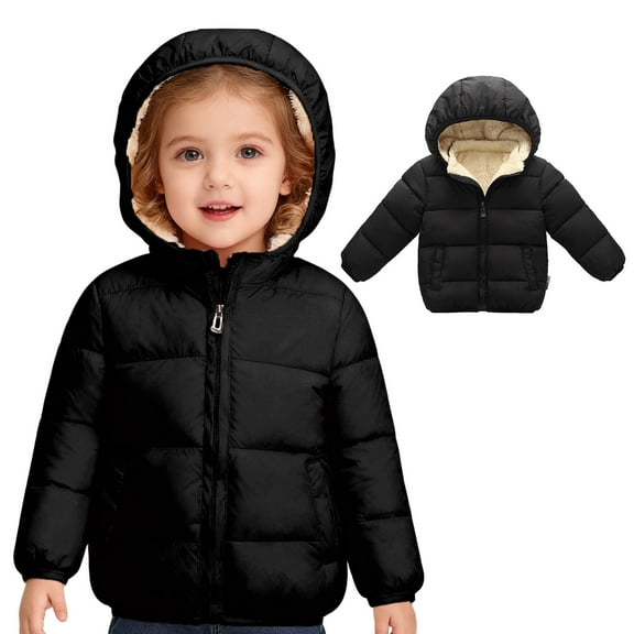Toddler Girls Winter Coat Boys Puffer Jacket Full-Zip Long Sleeve Windproof Down Jacket Hooded Jackets Baby Winter Clothes 3-4 Years