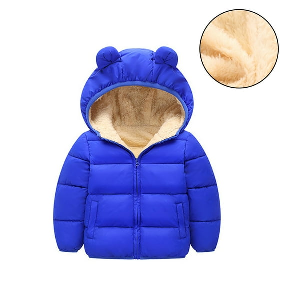 Toddler Girls Winter Coat Boys Puffer Jacket Zip up Long Sleeve Windproof Jacket Outwear Cute Bear Ear Hooded Jackets with Pockets Baby Winter Suit 3-4 Years