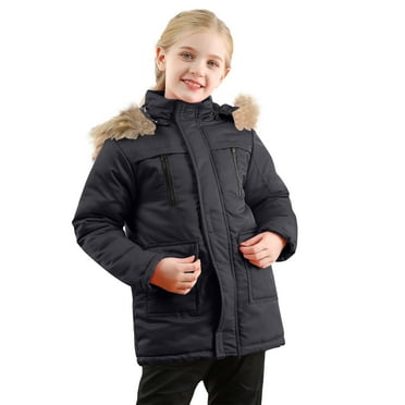 Toddler Girls Winter Coat Kids Puffer Jacket with Pocket Zip up Hooded Coat Warm Windproof Winter Down Coat for Little Girls 11-12 Years