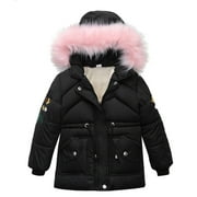 TZEWGL Toddler Girls Winter Coat Long Puffer Down Jacket Windproof Hooded Outwear Children's Thick Padded Coat Size 4-5T