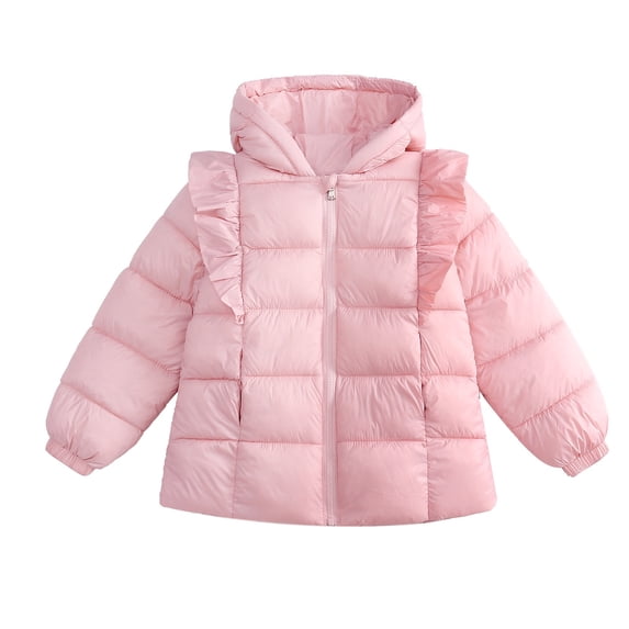 Toddler Girls Winter Coat Puffer Coat Boys with Pocket Zip Up Hooded Pink Puffer Coat Solid Long Sleeve Windproof Children Padded Coats Boys Winter Coat Size 18-24 Months
