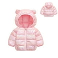 thumbnail image 1 of Toddler Girls Winter Coat Warm Puffer Jackets Kids Zip up Long Sleeve Windproof Down Jacket Bear Hooded Down Jacket Baby Warm Clothes 18-24 Months, 1 of 7