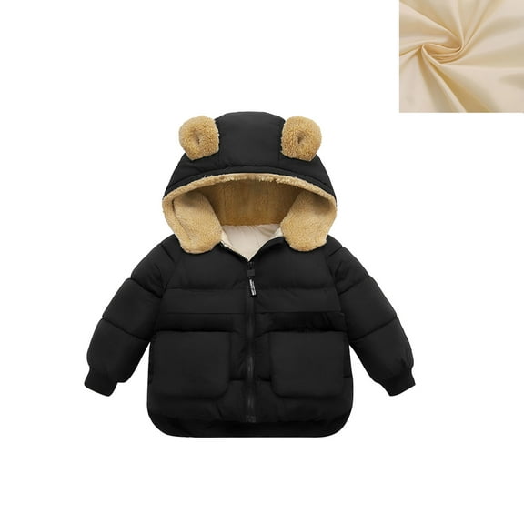 Toddler Girls Winter Coats Girls Puffer Jacket Zipper Long Sleeve Windproof Jacket Outwear Bear Hooded Down Jacket Boys Jacket 2-3 Years
