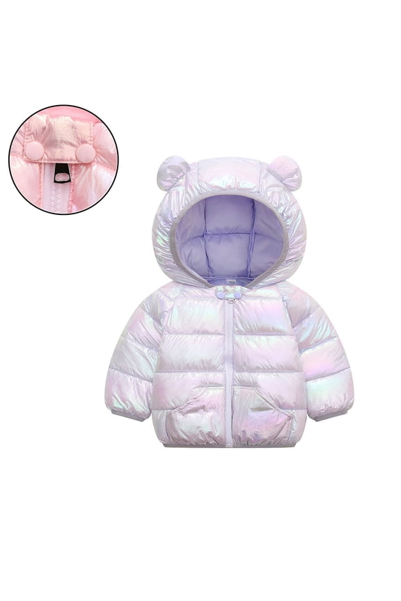 Toddler Girls Winter Coats Girls Puffer Jacket Full-Zip Long Sleeve Kids Warm Winter Coat Outerwear Bear Hooded Down Jacket 2-3 Years Boy Outerwear