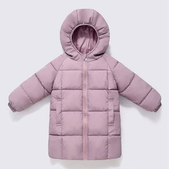 Toddler Girls Winter Coats Hooded Puffer Jacket Boys Purple Jacket Full-Zip Long Sleeve Waterproof Boys Lightweight Jacket Girl Fall Jacket 2-3 Years