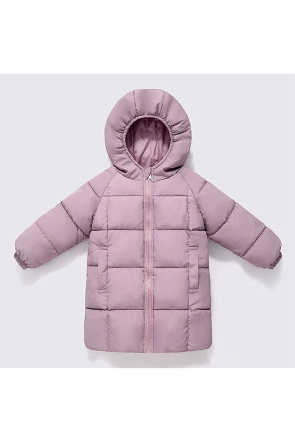 Toddler Girls Winter Coats Hooded Puffer Jacket Boys Purple Jacket Full-Zip Long Sleeve Waterproof Boys Lightweight Jacket Girl Fall Jacket 2-3 Years