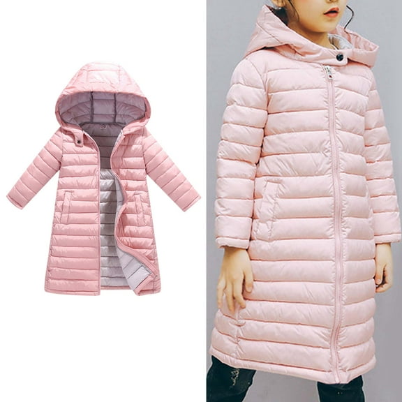 Toddler Girls Winter Coats Hooded Puffer Jacket Girls Pink Jacket Full-Zip Long Sleeve Waterproof Girls Lightweight Jacket Girl Fall Jacket 3-4 Years