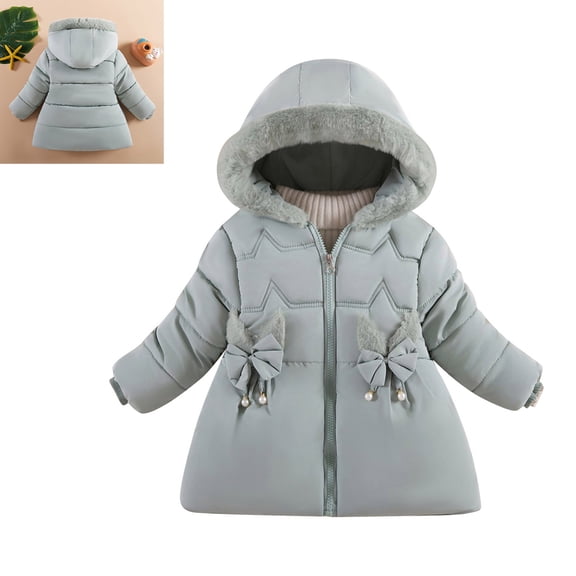 Toddler Girls Winter Coats Kids Puffer Jacket Zip up Long Sleeve Windproof Down Jacket Hooded Down Jacket Clothes for 12-18 Months Old Girl