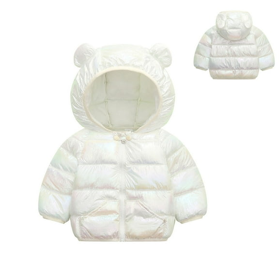 Toddler Girls Winter Coats Puffer Jacket Zip up Long Sleeve Kids Warm Winter Coat Outerwear Hooded Jackets Baby Boy Jacket 12-18 Months