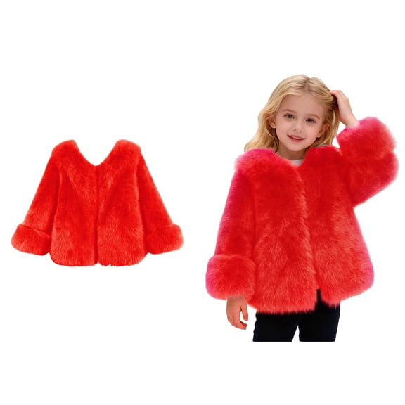 Toddler Girls Winter Coats Red Fluffy Jacket for Girls Jacket Girls Warm Winter Coat Girls Winter Coats Size 2-3 Years