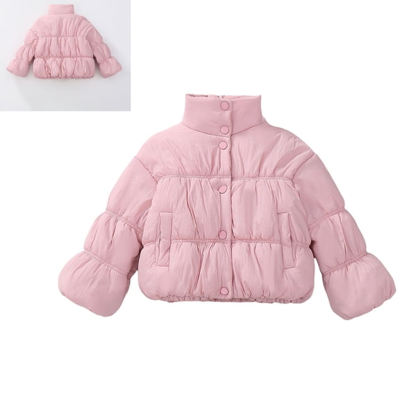 Toddler Girls Winter Coats Warm Puffer Jackets Kids Full-Zip Long Sleeve Windproof Down Jacket Girl Fall Jacket 12-18 Months