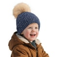 thumbnail image 1 of Toddler Girls Winter Hats Knitted Winter Beanie Hat with Pompom Warm Winter Hats for Ages 0-8 Years Girls, 1 of 4