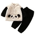 thumbnail image 1 of Toddler Girls Winter Long Sleeve Cartoon Bear Panda Rabbit Prints Tops Pants 2PCS Outfits Clothes Set, 1 of 5