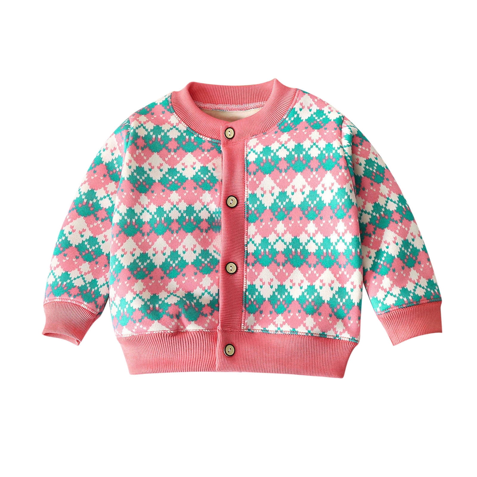 Toddler Girls Winter Long Sleeve Warm Cartoon Plaid Prints Coat Jacket