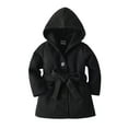 thumbnail image 1 of Toddler Girls Winter Long Sleeve Warm Woollen Hooded Coat Jacket Belt Solid Color For Babys Clothes Black Girls Fashion Coat Winter Jackets for Girls Little Coat Long Jackets for Kids Light Weight, 1 of 6