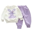thumbnail image 1 of Toddler Girls Winter Two Piece Outfits Cozy Long Sleeve Crewneck Sweatshirt and Trousers Play Set for Cold Weather, 1 of 3
