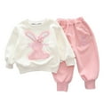 thumbnail image 1 of Toddler Girls Winter Two Piece Outfits Cozy Long Sleeve Crewneck Sweatshirt and Trousers Play Set for Cold Weather, 1 of 3