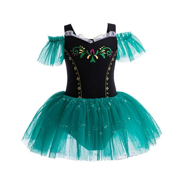 Toddler Girls Witch Ballet Dress Kids Princess Leotards Tutu Skirted Dancewear Halloween Christmas Party Dresses 3-8Y