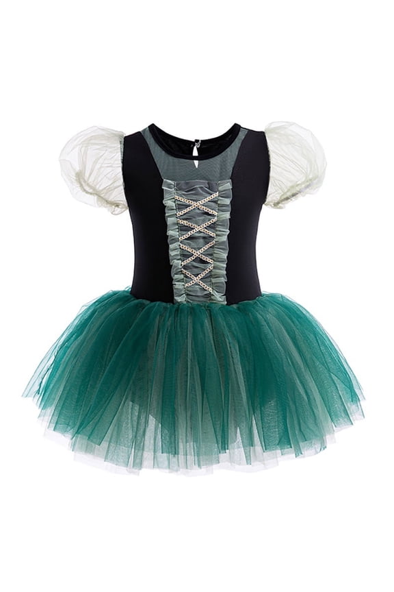 Toddler Girls Witch Ballet Dress Kids Princess Leotards Tutu Skirted Dancewear Halloween Christmas Party Dresses 3-8Y