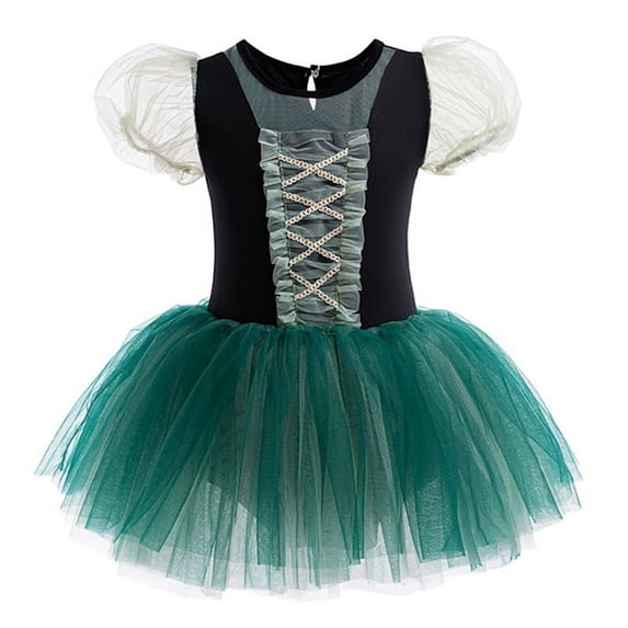 Toddler Girls Witch Ballet Dress Kids Princess Leotards Tutu Skirted Dancewear Halloween Christmas Party Dresses 3-8Y