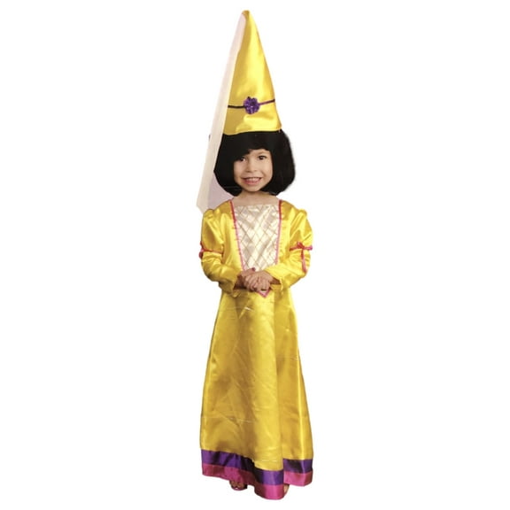 Toddler Girls Yellow Medevial Princess Costume Dress & Hat 1T-2T