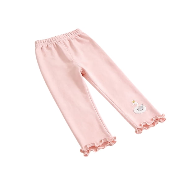 Toddler Girls pants Swan Ribbit Print Ruffles Basic Leggings Casual Stretch Sweatpants Size 12-18 Months