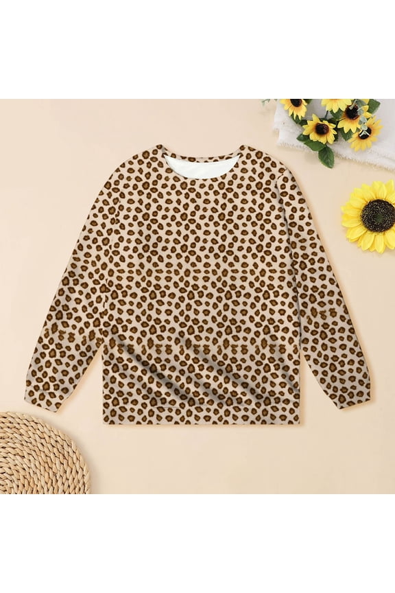 Toddler Girls t-shirt Leopard Printed Long Sleeve crewneck tee Casual stylish T-shirt