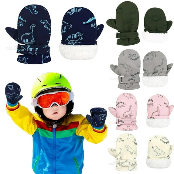 Toddler Gloves Kids Mittens Winter Warm Lined Fleece Gloves Waterproof Snow Baby Mitten for Boys Girls