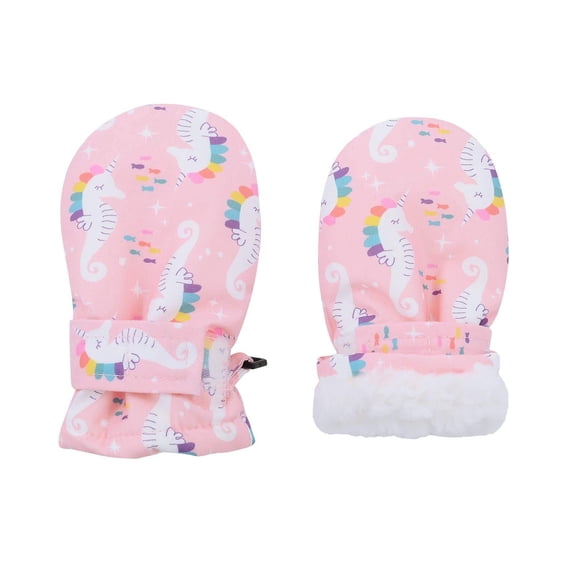 Toddler Gloves Waterproof Winter Infant Snow Mittens Lined Fleece Child Ski Gloves for Boys Girls Pink Seahorse 6 Months to 6 Years