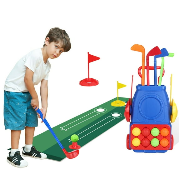 Toddler Golf Ball Game Play Set Teqhome Kids Golf Club Toys Set Sports Outdoor Golf Toys Christmas Birthday Gifts for Boys Girls 3 4 5 6 Year Old Blue