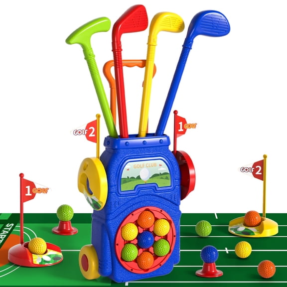 Toddler Golf Set Toys for Kids Boys 3-5 5-8, Kids Toddler Golf Clubs with Balls & Putting Mat, Christmas Birthday Gifts for 3 4 5 6 Year Old Boys