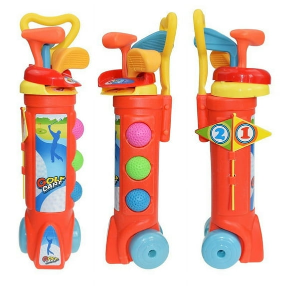 Toddler Golf Set for Boys Girls 2 3 4 5 Years Old, Kids Golf Cart with 3 Clubs & 3 Balls, Outdoor Indoor Sports Toys Birthday Gift, Blue